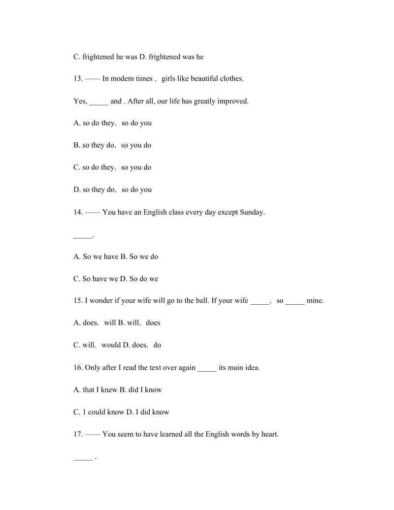 英语倒装句练习题及答案.doc_第3页