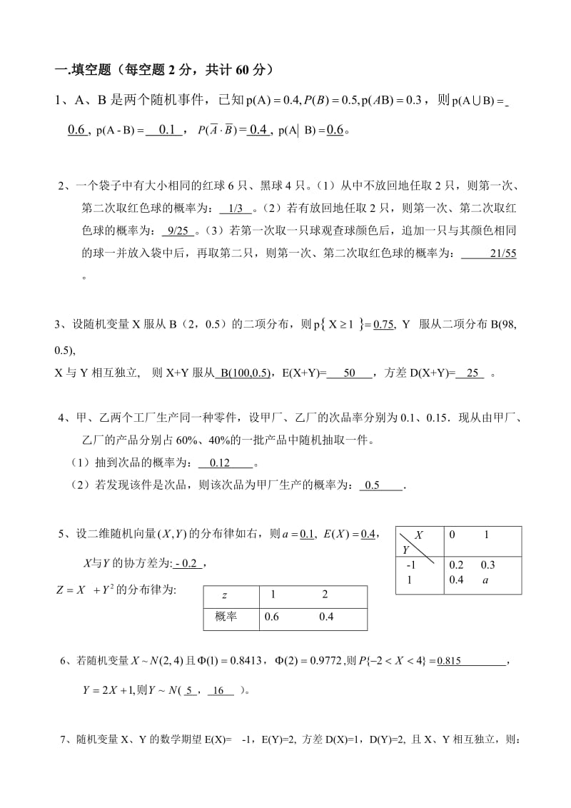 2019大学期末概率论与数理统计试题.doc_第1页