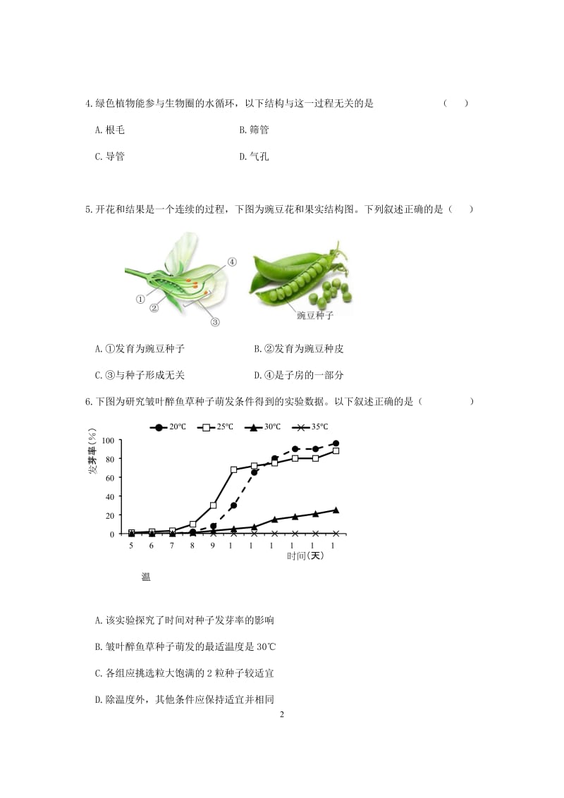 2018年北京市海淀区初三生物一模试题及答案.docx_第2页