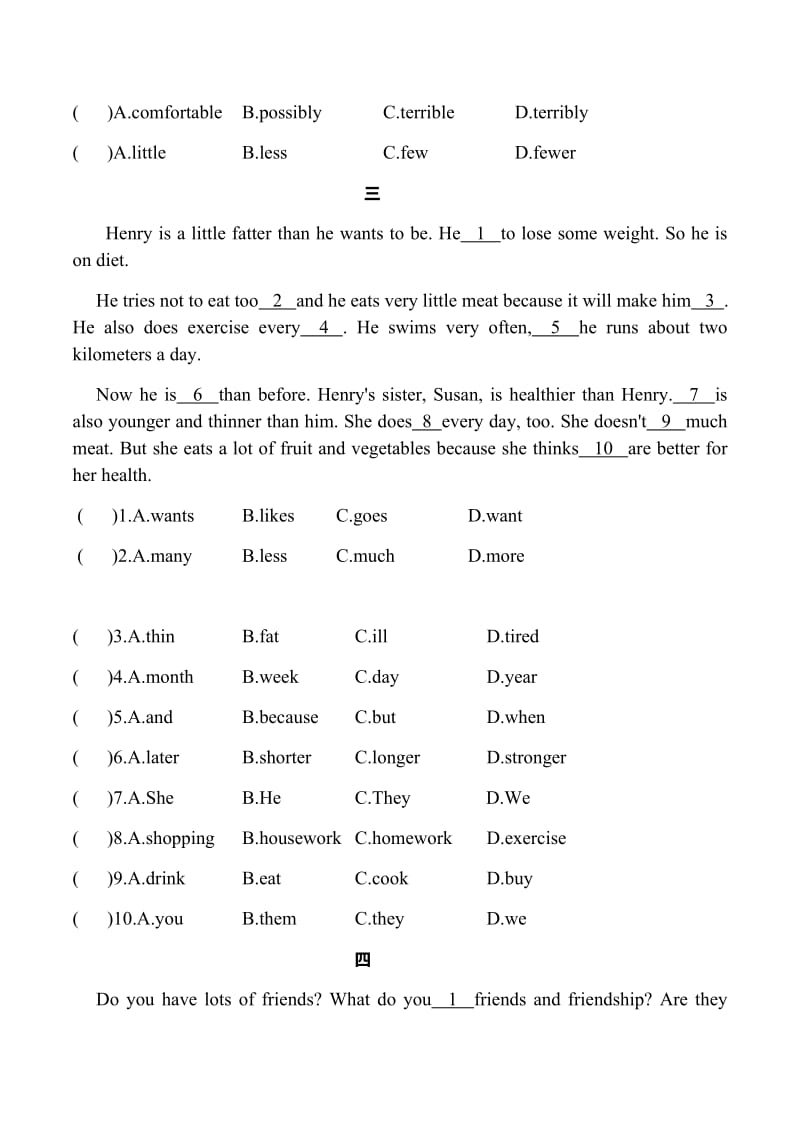 八年级英语上册完型填空专项练习附答案.docx_第3页