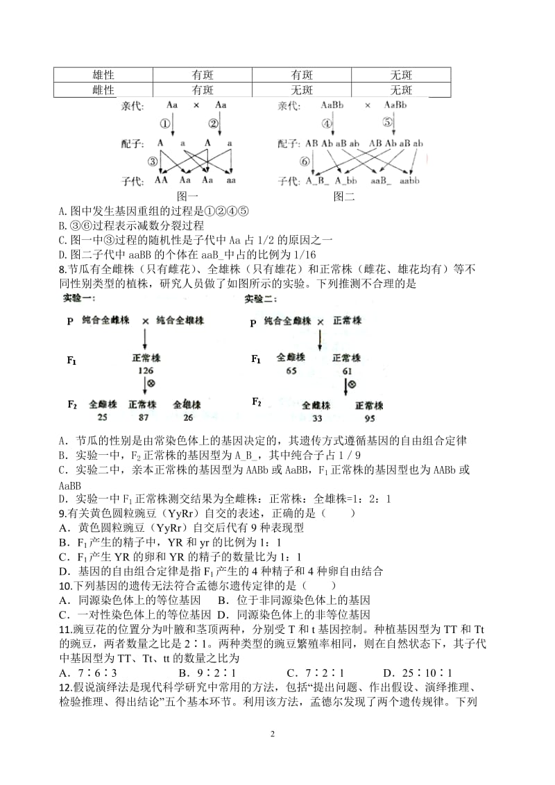 遗传的基本规律习题带答案.doc_第2页