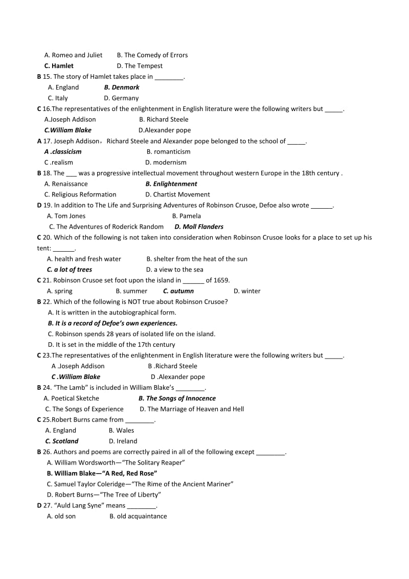 英语知识竞赛题库英美文学题.docx_第2页