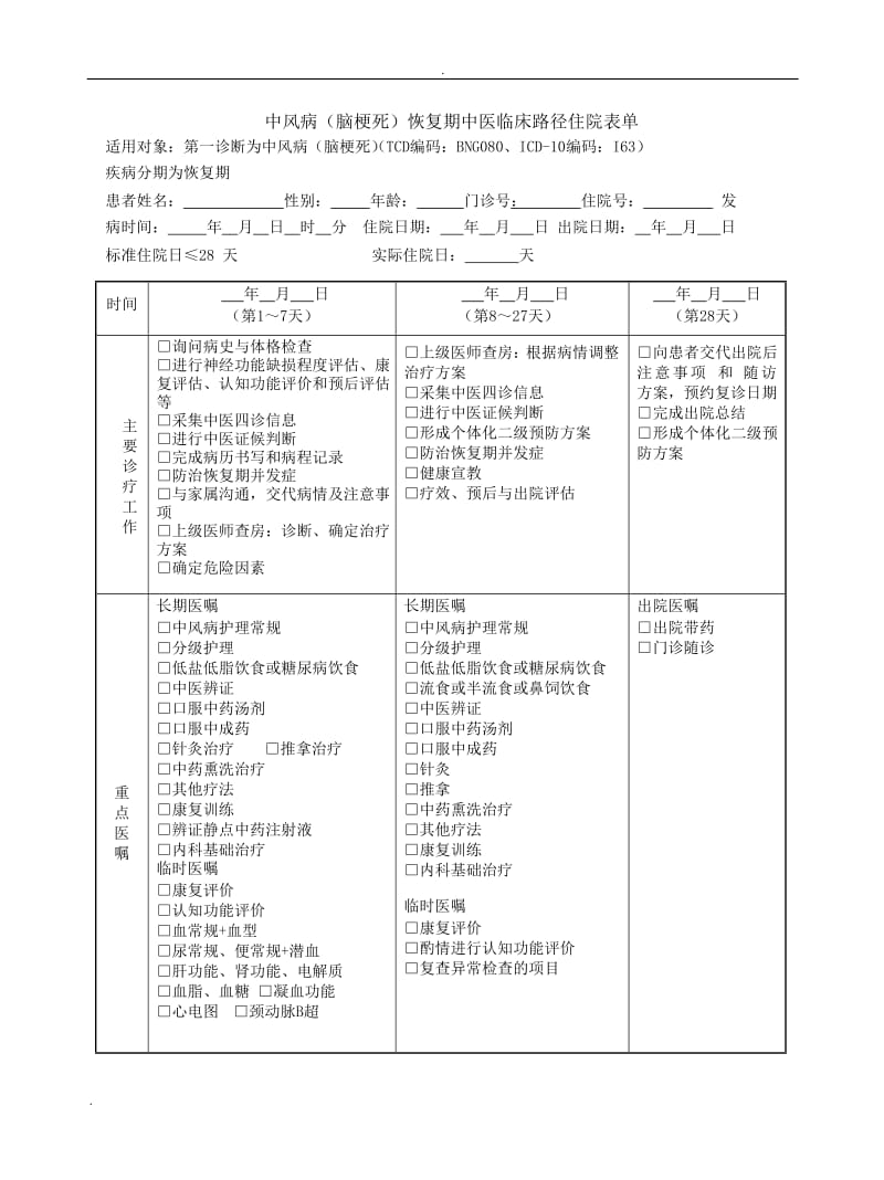 中医临床路径表_第1页