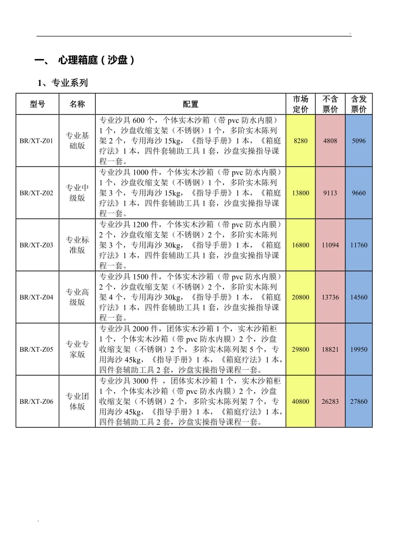 专业心理咨询室配备价目表_第1页