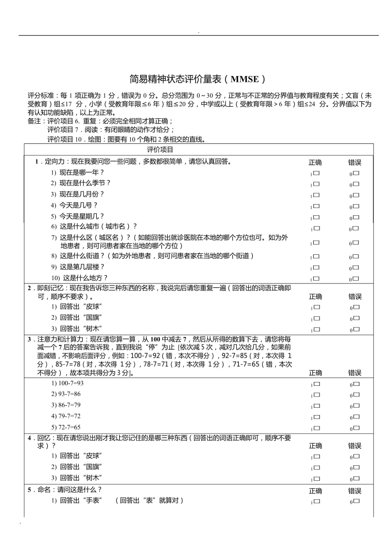 七个痴呆量表综合_第1页