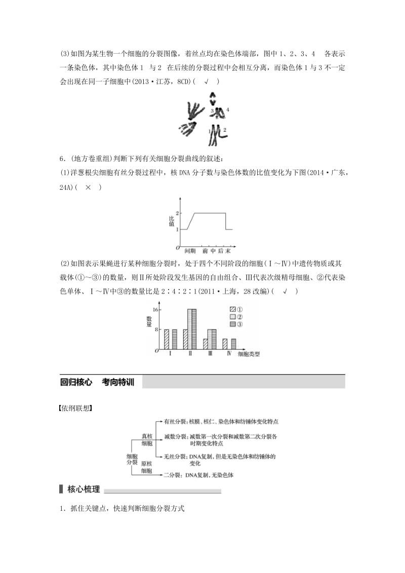 高考生物考前3个月专题复习 专题3 细胞的生命历程 考点10 细胞分裂过程、图像和坐标曲线相关特点的识别及应用_第3页