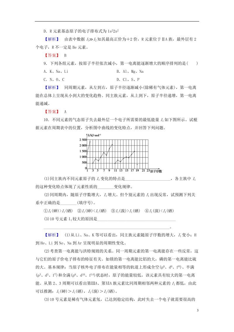 2016-2017学年高中化学第1章原子结构第3节原子结构与元素性质第1课时电离能及其变化规律学业分层测评鲁科版选修_第3页