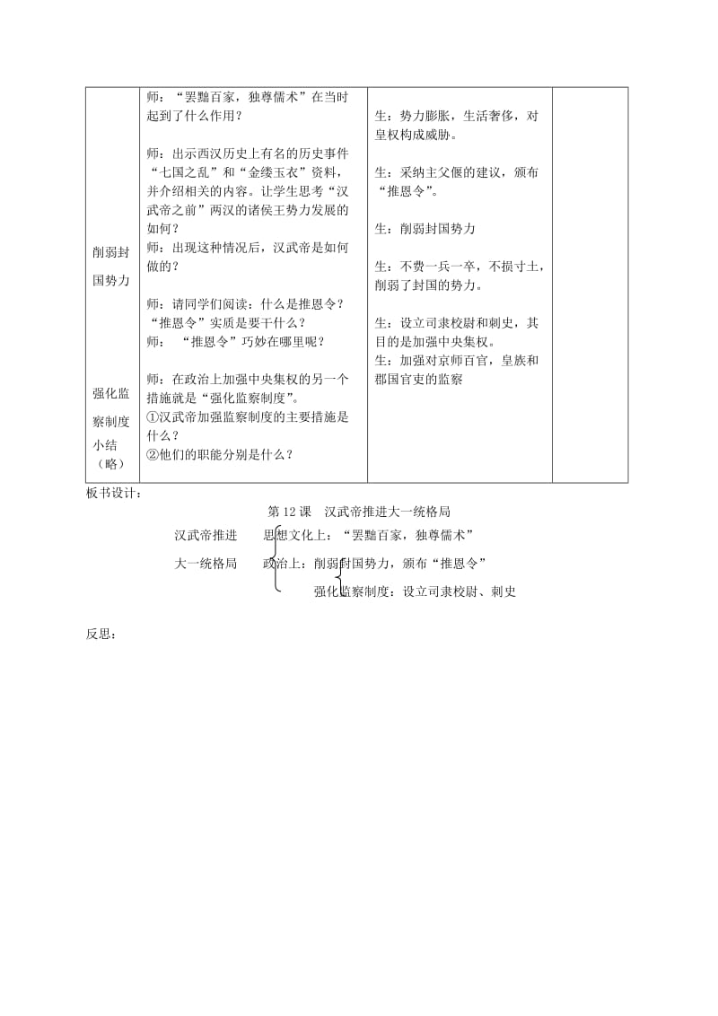 七年级历史上册 第12课 汉武帝推进大一统格局教案 北师大版_第2页