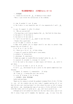 中考英語(yǔ) 第一輪 課本知識(shí)聚焦 考點(diǎn)跟蹤突破21 九全 Units 13-141