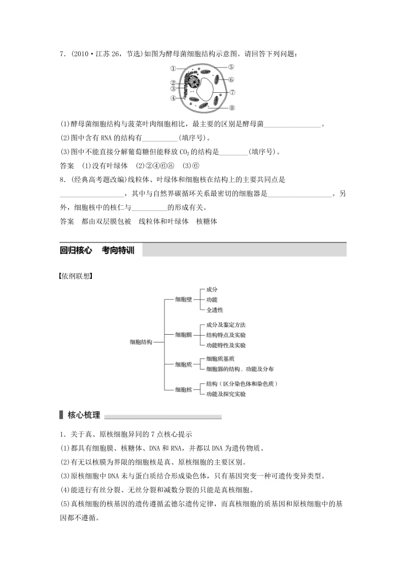 高考生物考前3个月专题复习 专题1 细胞的分子组成和基本结构 考点2 真、原核细胞的结构与功能分析_第3页