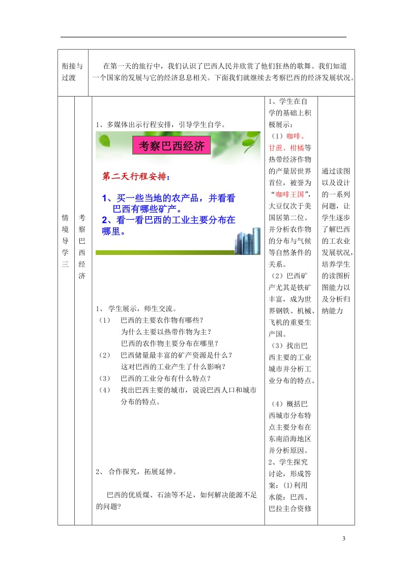 七年级地理下册 第八章 第五节 巴西教学案 （无答案）（新版）商务星球版_第3页