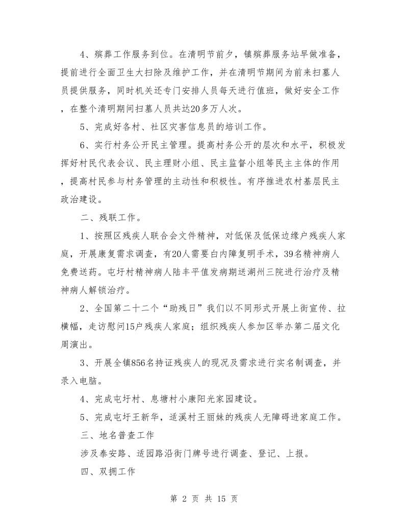 乡镇民政办工作总结_第2页