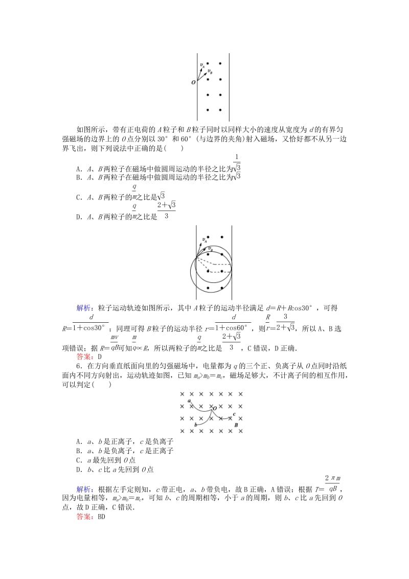 高考物理二轮复习 训练9 专题四 电场和磁场 第9讲 磁场及带电粒子在磁场中的运动_第3页