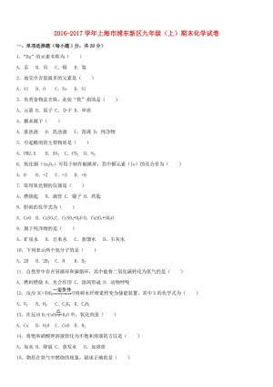 九年級化學上學期期末試卷（含解析） 滬教版五四制