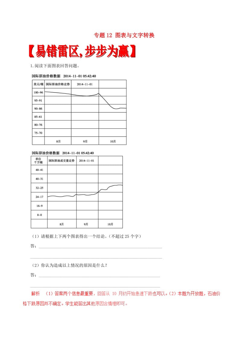 高考语文（四海八荒易错集 第1辑）专题12 图表与文字转换_第1页