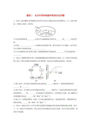 高考生物考前特訓總復習 第一部分 熱點題型專練 題型1 光合作用和細胞呼吸綜合應用題