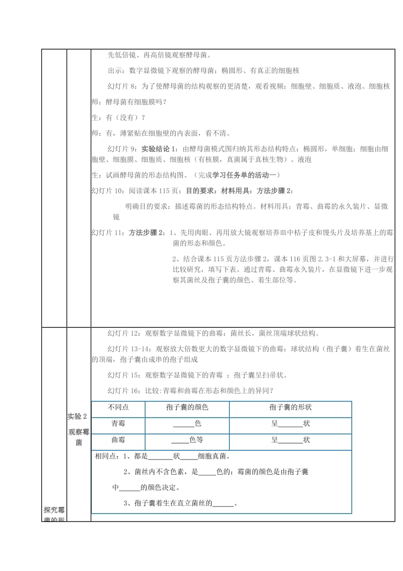 七年级生物上册 第二单元 第三章 第三节 真菌教学设计 济南版_第3页