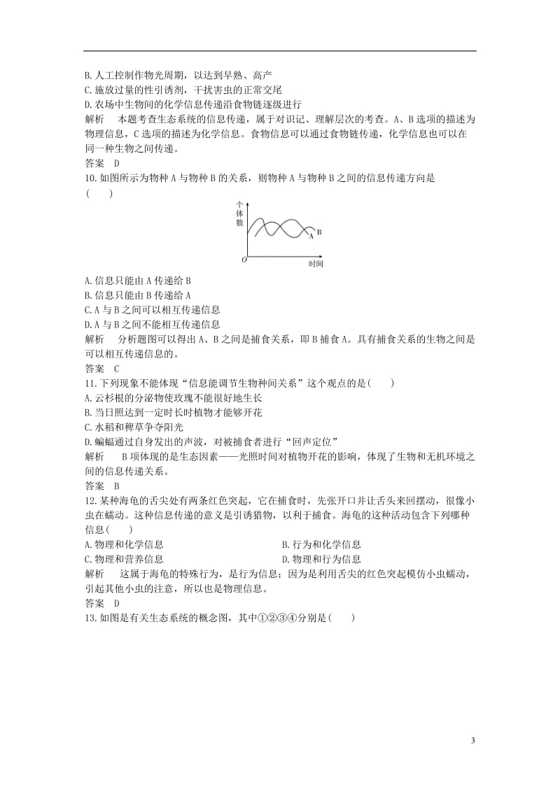 2016-2017学年高中生物第五章生态系统及其稳定性第4节生态系统的信息传递课时作业新人教版必修3_第3页