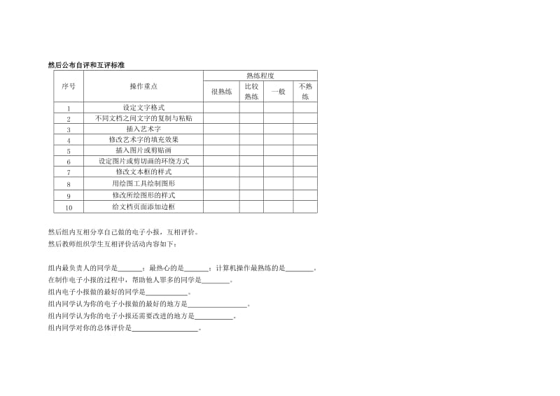 七年级信息技术上册 第4课 图文处理与编排总结与评价教案 新人教版_第2页