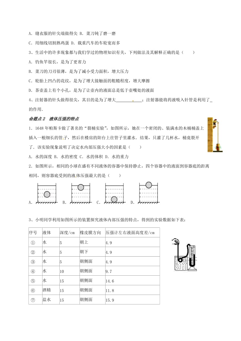 中考物理一轮复习 压强学案_第3页