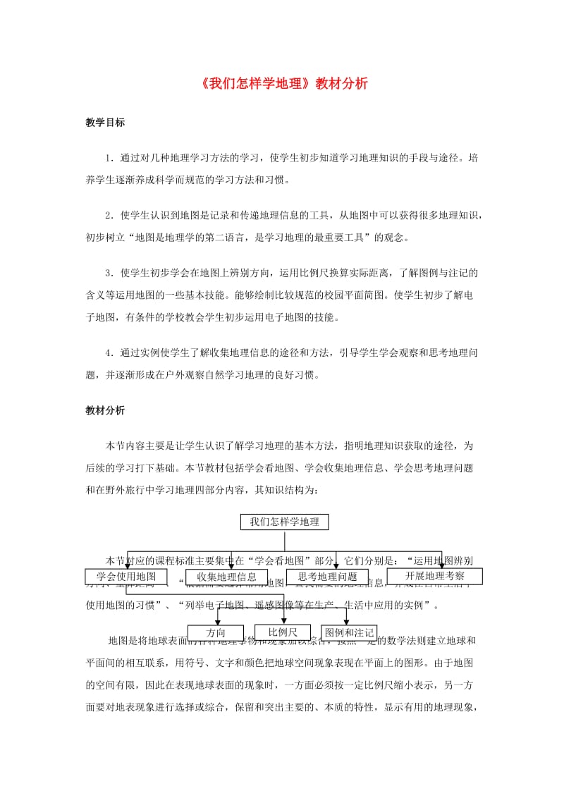 七年级地理上册 1_1《我们怎样学地理》教材分析 湘教版_第1页