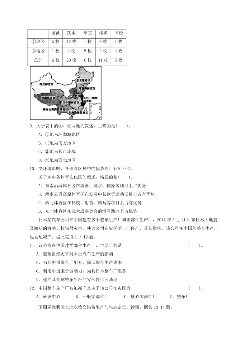 高二地理上学期第二次月考试题（承智班）_第3页