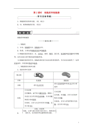 2016-2017學(xué)年高中生物第3章細(xì)胞的結(jié)構(gòu)和功能第2節(jié)細(xì)胞的類(lèi)型和結(jié)構(gòu)第2課時(shí)細(xì)胞質(zhì)和細(xì)胞器學(xué)案蘇教版必修1