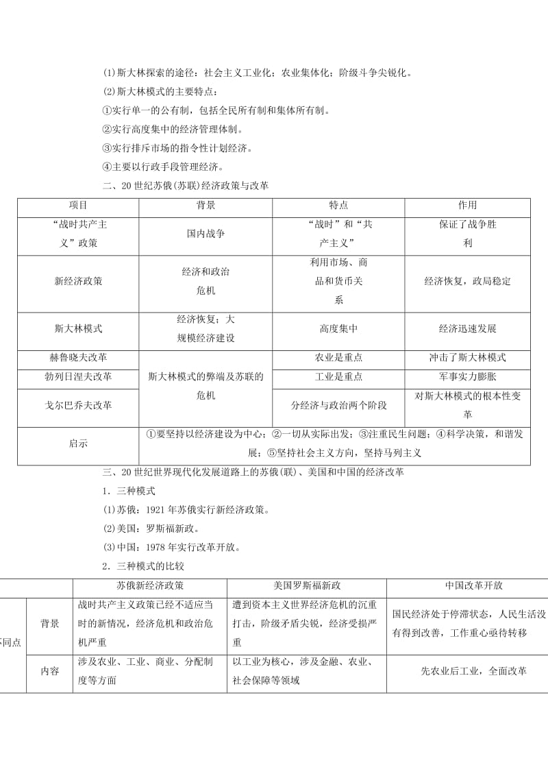 高中历史 专题七 苏联社会主义建设的经验与教训学习总结 人民版必修2_第2页