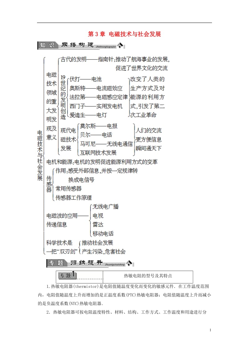 2016-2017学年高中物理第3章电磁技术与社会发展章末归纳提升粤教版选修_第1页