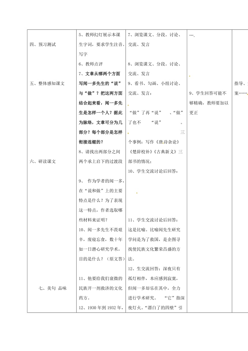 七年级语文下册 12《闻一多先生的说和做》教案 （新版）新人教版_第2页