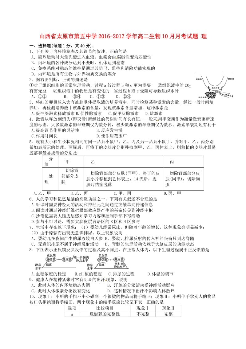 高二生物10月月考试题 理 (2)_第1页