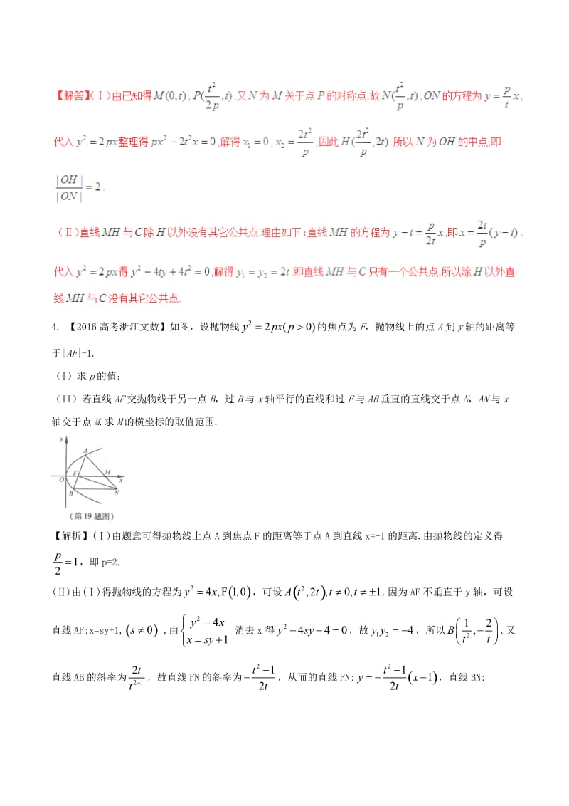 高考数学（精讲+精练+精析）专题10_3 抛物线试题 文（含解析）_第2页