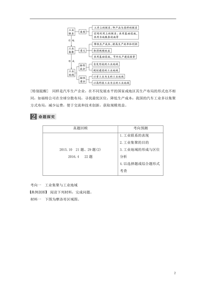 2017届高考地理二轮复习专题八区域产业活动考点23工业地域联系_第2页