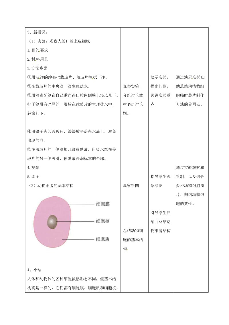 七年级生物上册 2_1_3 动物细胞教案 （新版）新人教版_第2页