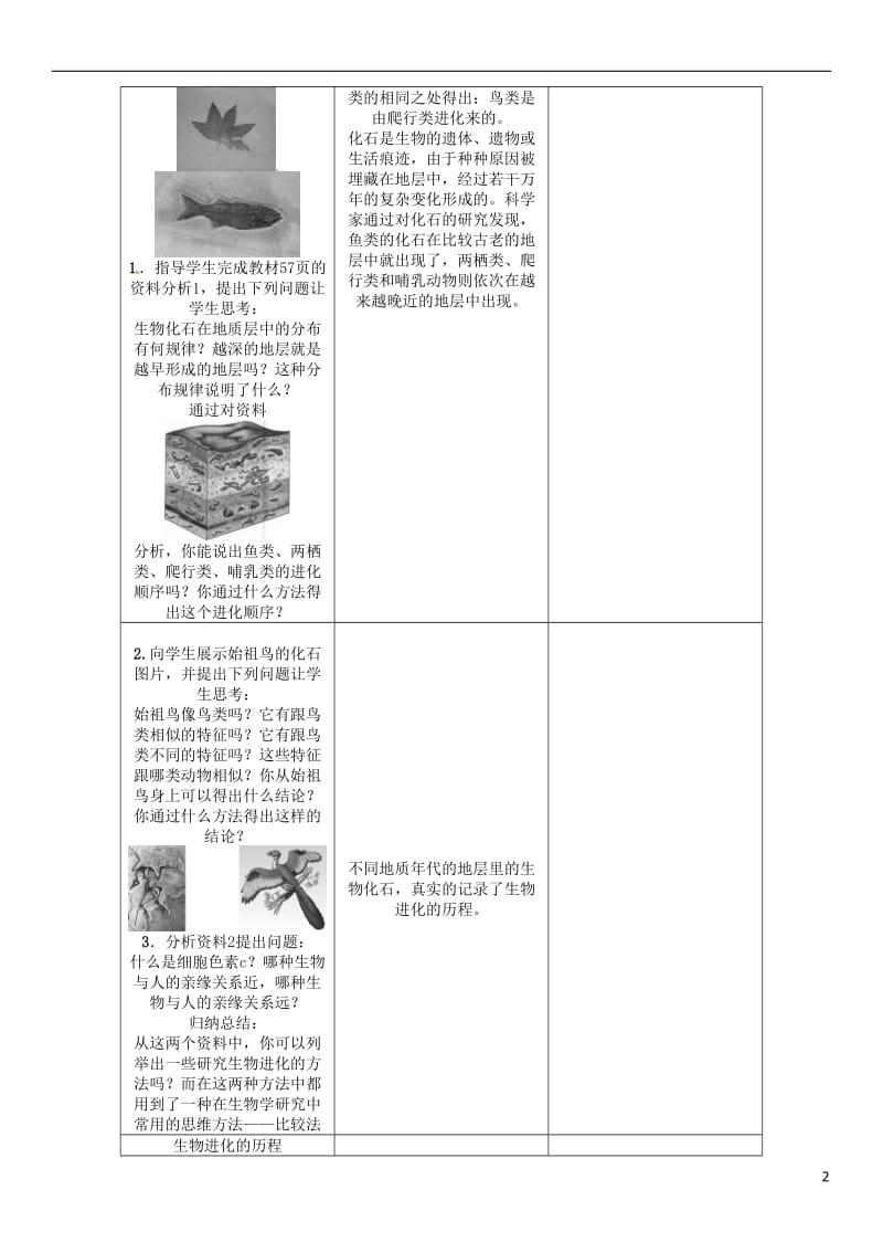 2017年春八年级生物下册第七单元第三章第二节生物进化的历程教学案新版新人教版_第2页