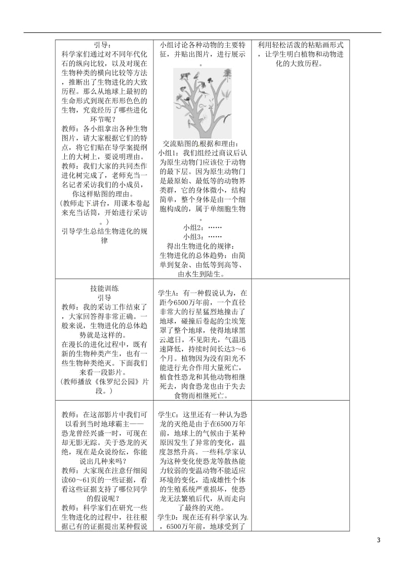 2017年春八年级生物下册第七单元第三章第二节生物进化的历程教学案新版新人教版_第3页