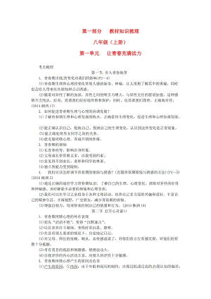 中考政治 第一部分 教材知識梳理（八上）第一單元 讓青春充滿活力 湘教版