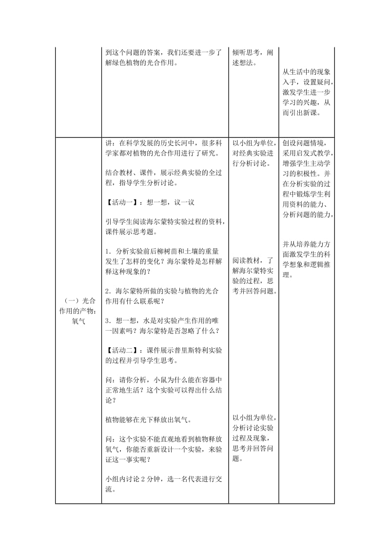 中考生物复习 第四单元 第三节 绿色植物的光合作用和呼吸作用 光合作用吸收二氧化碳释放氧气教学设计_第3页