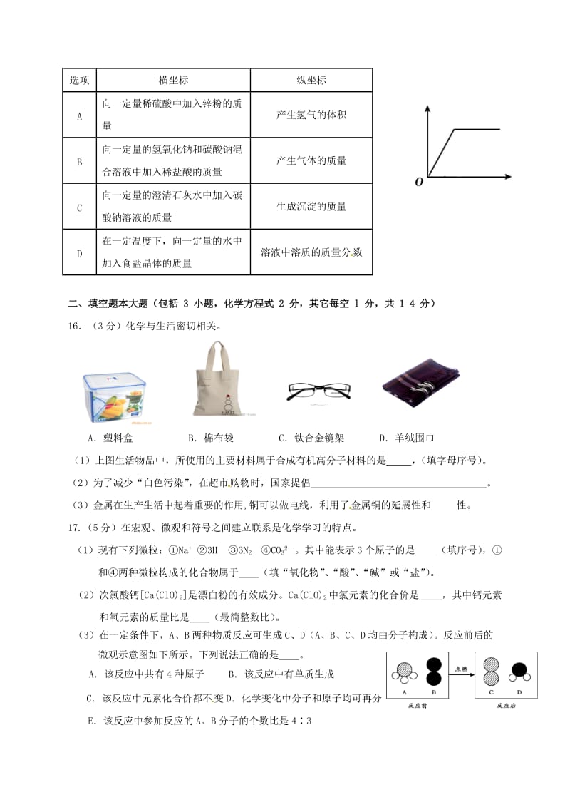 九年级化学上学期第一次月考试题 新人教版5_第3页