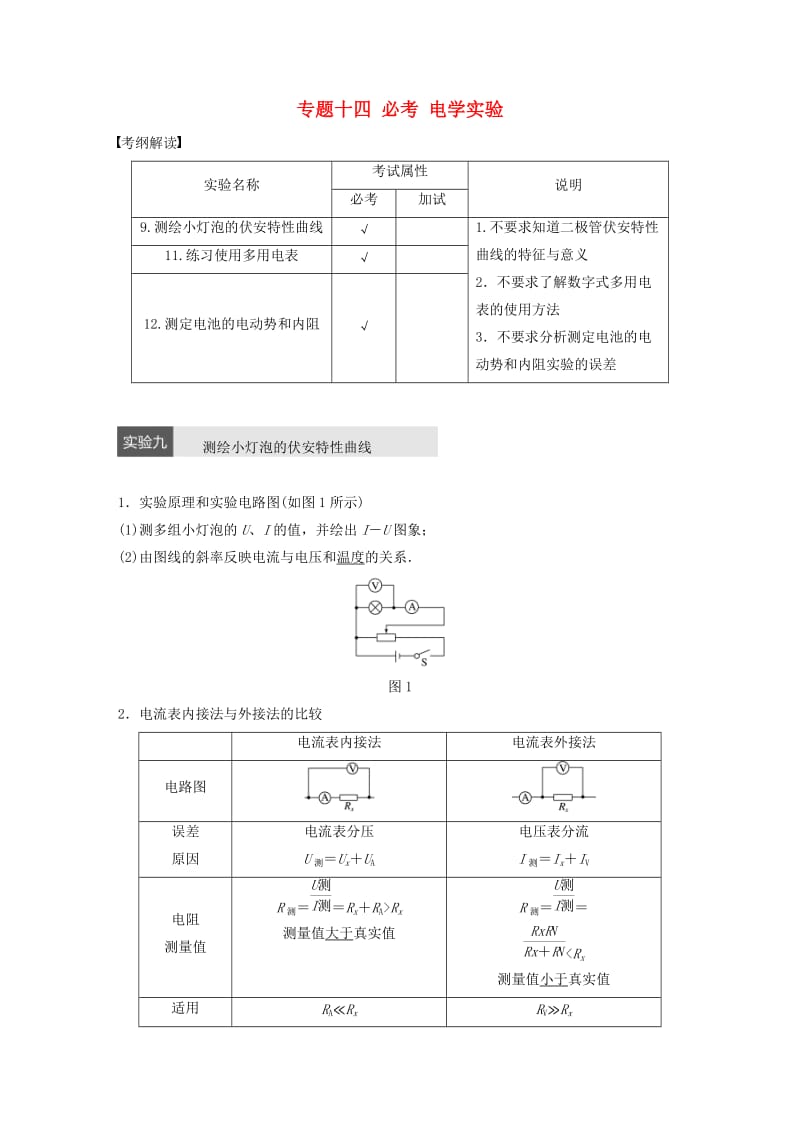 高考物理大二轮总复习与增分策略 专题十四 必考 电学实验_第1页