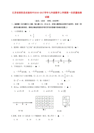 七年級數(shù)學上學期第一次質量檢測試題 蘇科版