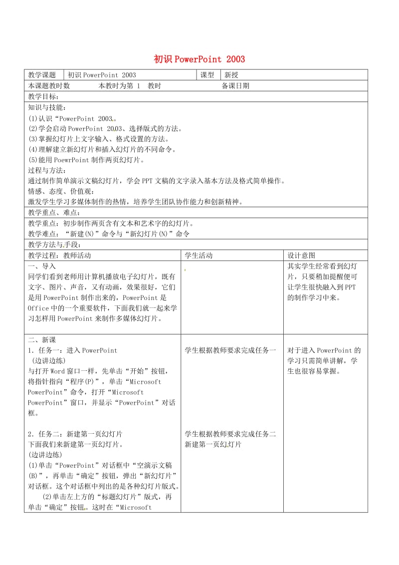 八年级信息技术上册 5 初识PPT2003教案1 苏教版_第1页