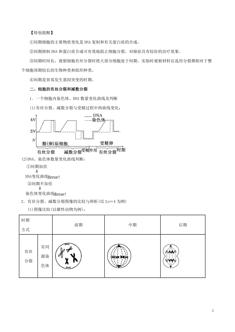 2017年高考生物二轮复习专题04细胞的生命历程教学案含解析_第2页