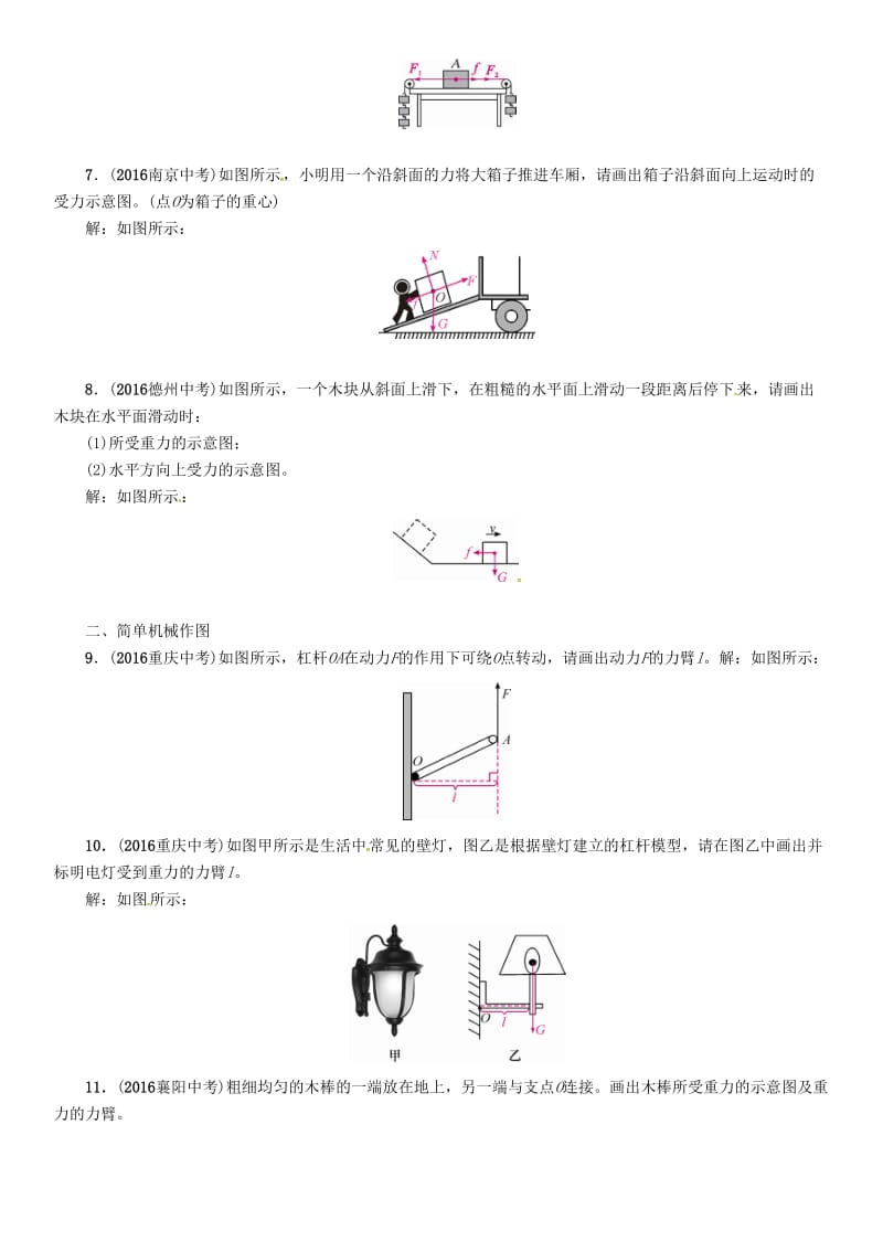 中考物理总复习 专项突破三 力学作图试题_第2页