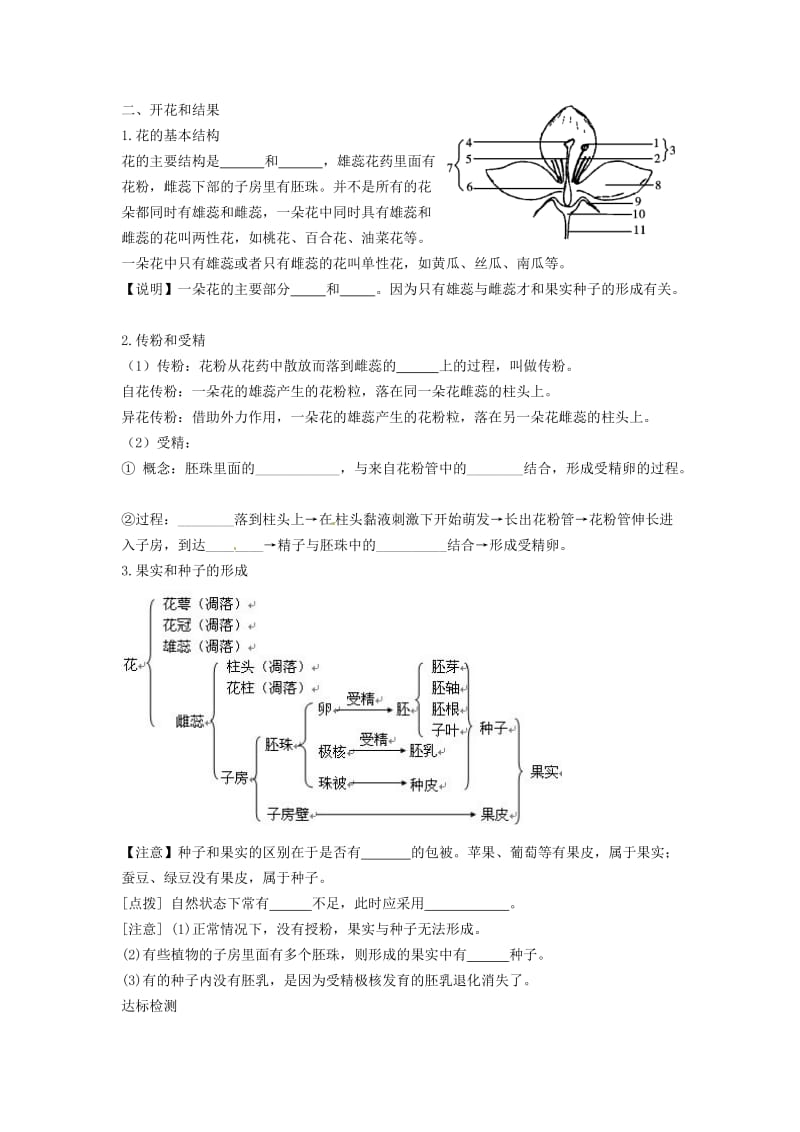 中考生物 知识梳理复习检测 植物的生长和开花、结果_第2页