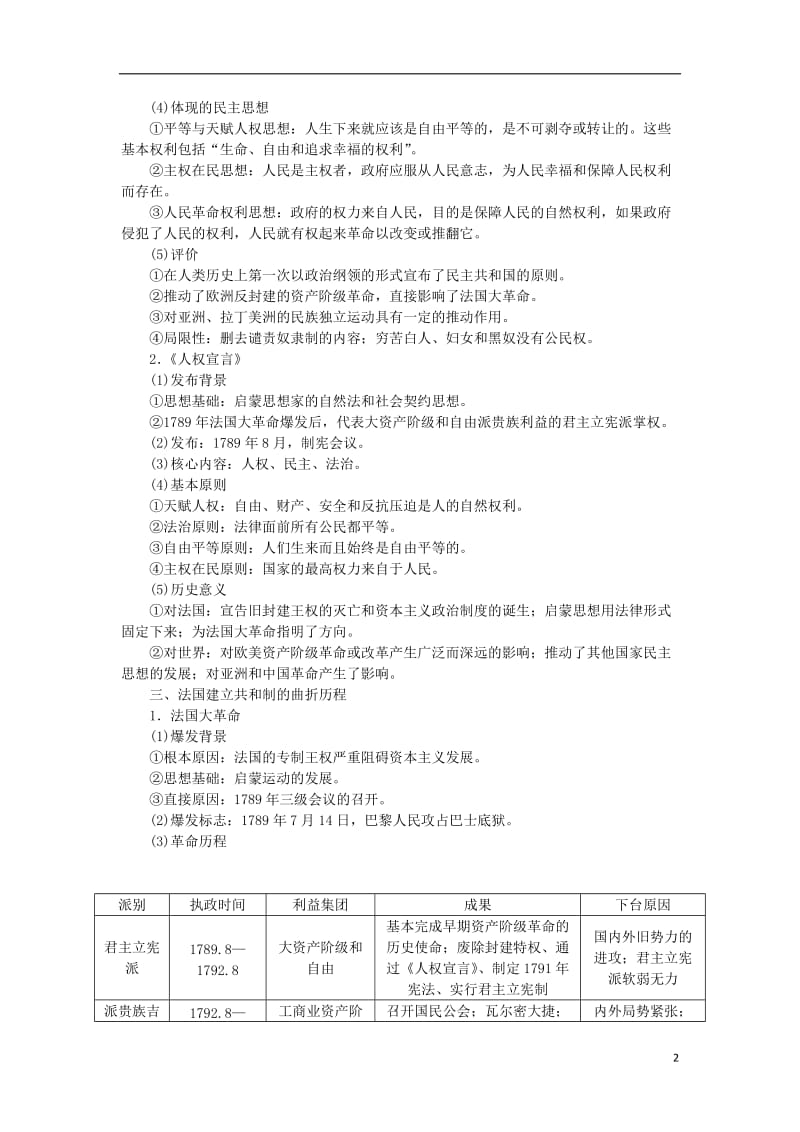 2017高考历史一轮复习近代社会的民主思想与实践第47讲近代西方的政治民主进程练习_第2页