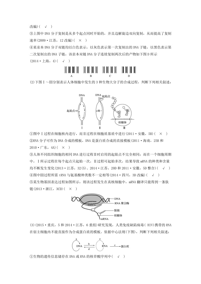 高考生物考前3个月专题复习 专题4 遗传的分子基础 考点14 理清遗传信息的传递和表达过程及数量关系_第2页