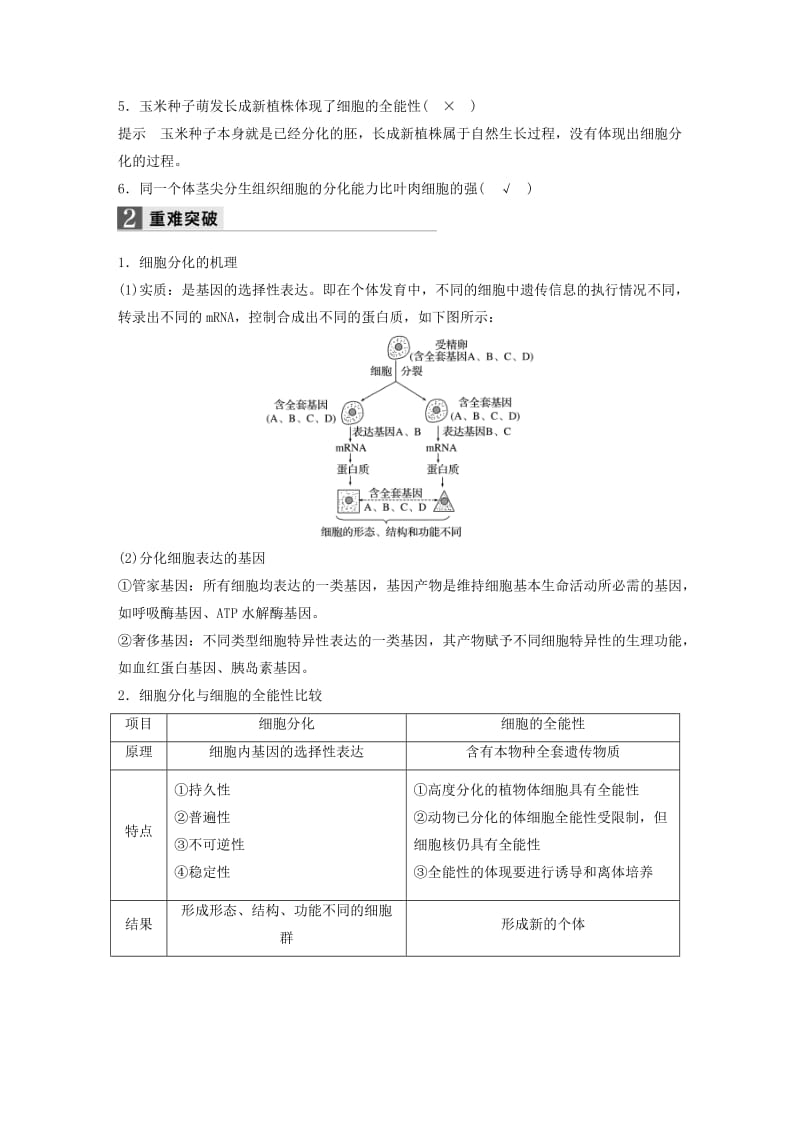 高考生物二轮复习 专题十 细胞的分化、衰老与凋亡试题_第2页