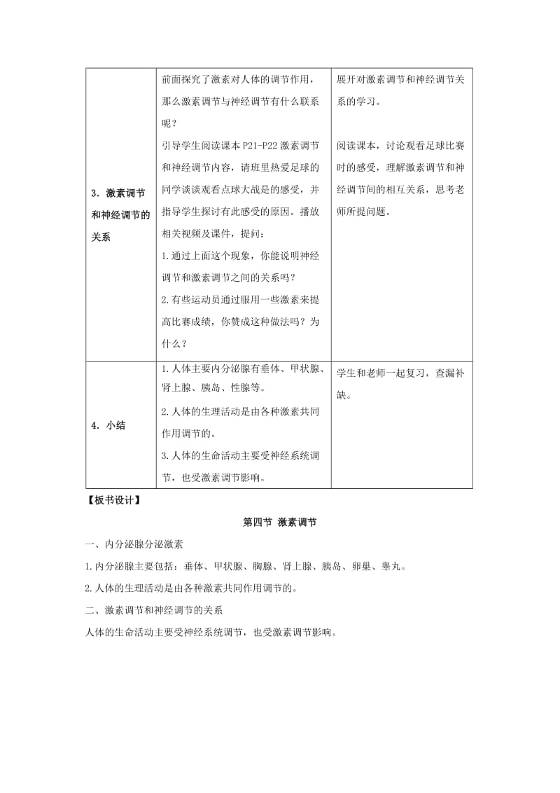 七年级生物下册 6_4 激素调节教案 （新版）新人教版_第3页