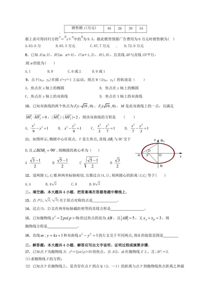 高二数学12月月考试题 文(2)_第2页